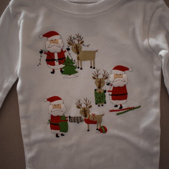 Carter's Santa White Long Sleeve Pajama Top 18 Months - Picture 3 of 5